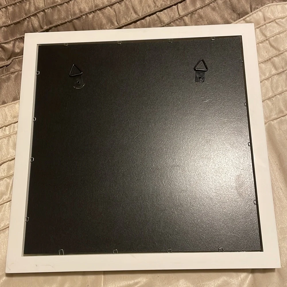 White frame square mirror